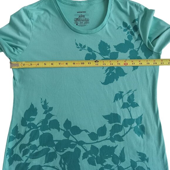 Patagonia Women's Crew-Neck Top XL Floral Teal Long-Sleeved Shirt - Picture 4 of 7